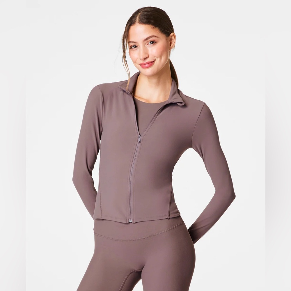 Spanx brown smooth on form full zip jacket in Smoke - Picture 1 of 9